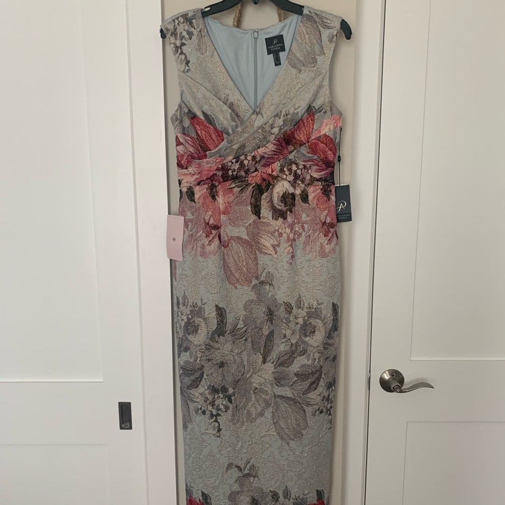 Adrianna Papell long gown with back slit size 6.